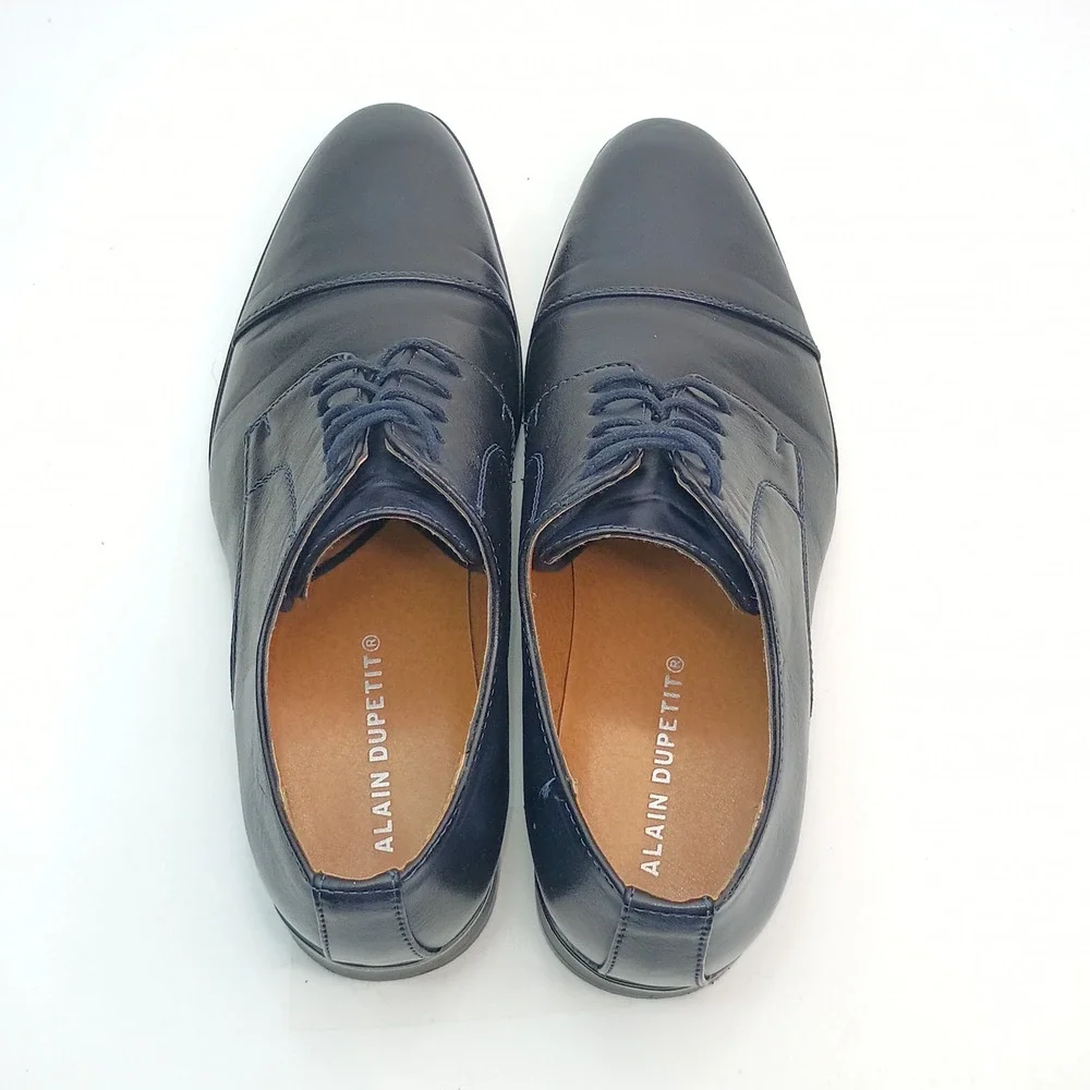 Alain Dupetit Powder‎ 01 Oxford Men Size 8 Navy Blue Cap Toe Dress Shoes